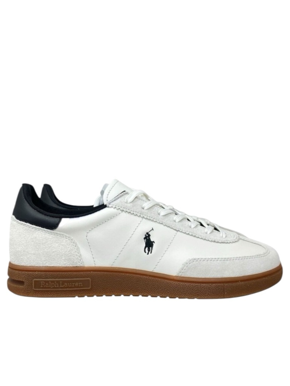 Polo Ralph Lauren Sneakers Mens 10.5 White Suede Bedford Blue Pony Logo Preppy